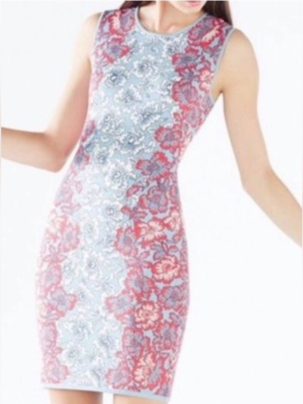 BCBGMAXAZRIA Floral Mini Dress in Red & Blue Size Large